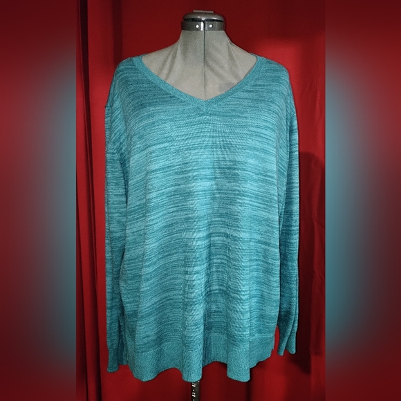 Investments Sweaters - Investments plus sized sweater, long sleeve, turquoise